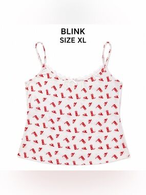 Blink Western Coquette Cowboy Boot Lace Cami Top XL Y2K